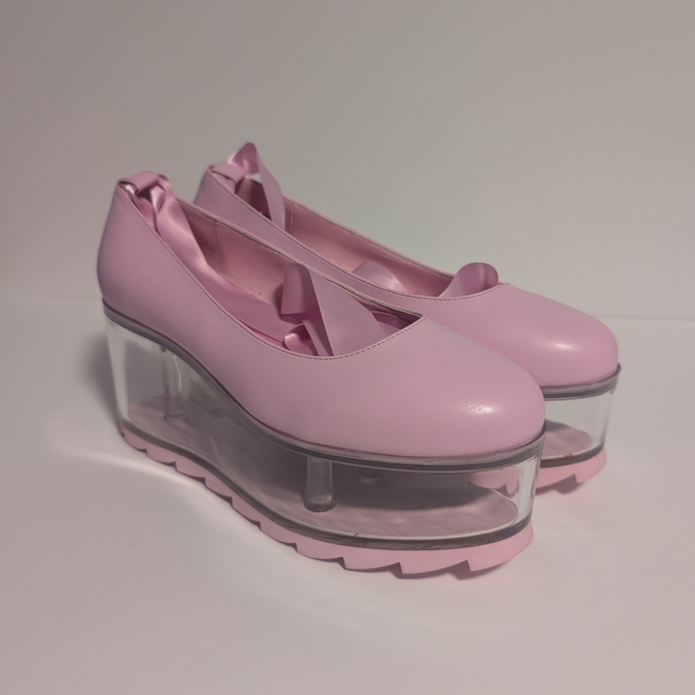 Pink Qloud Swan Lace Up Platforms (Discontinued/Rare)